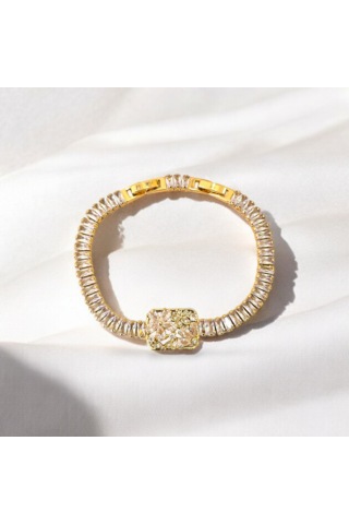 Dikdörtgen Çoklu Çiçek Su Yolu Baget Çelik Bileklik