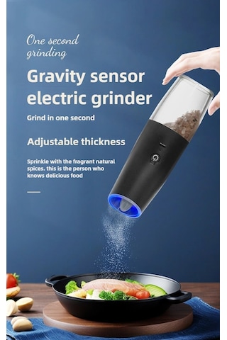 Jialan Usb Şarj Edilebilir Elektrikli Tuz Ve Karabiber Öğütücü Siyah