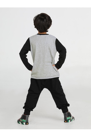 Casabony Casa Black Baggy Pantolon + T-Shirt Takım-Gri - Siyah