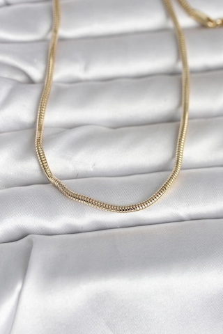 Ceylan Adam Cm 14k Gold Renk Yılan Zincir Model 60 Cm Kadın Kolye Çok Renkli