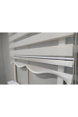 Ekru R-18 Düz Zebra Stor Perde Etek Dilimli Alüminyum Kasa+etek Dilimi Ekru 100 x 200