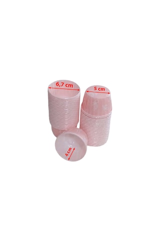 100 Adet Kurdele Desenli Pembe Büyük Boy Pet Kapsül Cupcake Muffin Kek Vb. Kalıbı Ebat: 6,7 Cm X 4 Cm X 5 Cm Fiyonklu Pembe