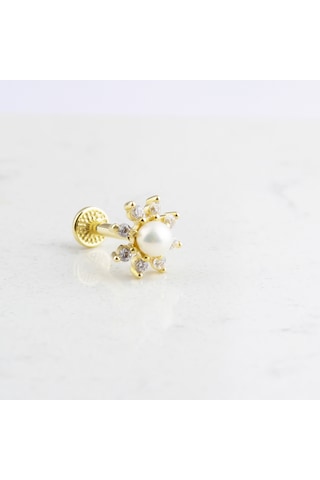Glorria Altın İnci Tragus Piercing Altın