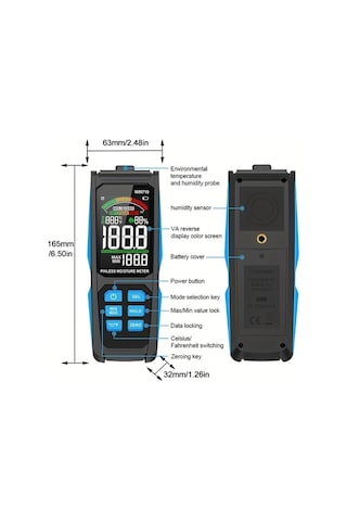 Motion003 Wm710 Çift Ekranlı Dijital Ahşap Nem Ölçer Ortam Sıcaklık Nem Ağaç Nem Tespit Pilsiz Higrometre Büyük Ekran 1888 Ölçüm Modu Siyah Abs Kasa