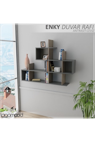 Lagomood ENKY Duvar Rafı Antrasit - Ceviz