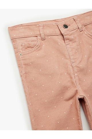 Koton Puantiye Detaylı Cepli Pamuklu İspanyol Paça Pantolon Pembe Desenli 6wmg40001aw Pembe Desenli