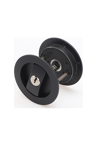 Nayomiglow Sürgülü Cep Kapı Kilidi Siyah Gizlilik Yuvarlak Cep Kapı Donanımı Siyah Çağdaş Cep Kapı Kilidi Anahtarlı