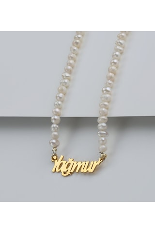 Vaoov 925 Ayar Gümüş Isimli Kadın Hediye Inci Kolye