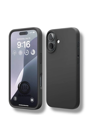Apple Uyumlu iPhone 17 Kılıf Kamera Çıkıntılı Yumuşak Silikon İçi Kadife Lansman Kapak . Siyah