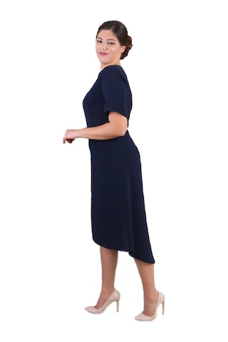 Nidya Moda Büyük Beden Kadın Lacivert Abiye Elbise-4151L Lacivert