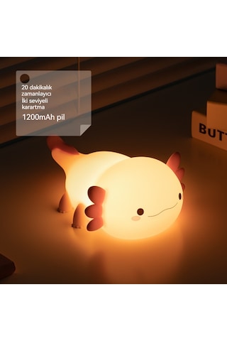 Altıgen Dinozor Pat Işık Gece Lambası Pembe