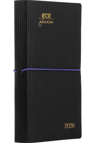Ece Ajandası Yeni Akçay 2026 Siyah - Günlük Çizgili 12x18 Siyah
