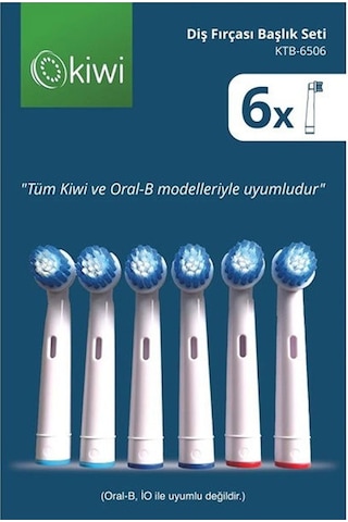 Kiwi Ktb-6506 6'lı Diş Fırçası Yedek Başlık Seti - Beyaz / Mavi