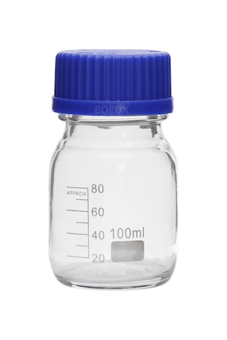 Borox Cam Şişe 100 ML Vida Kapaklı Boş Numune Şişesi