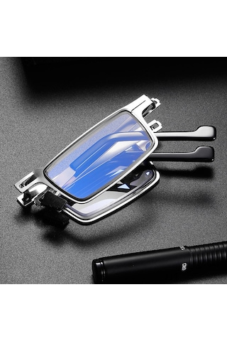 Yaozixa Erkekler İçin Katlanabilir Ultra Hafif Gözlük, Mavi Işık Engelleyici, Yüksek Kaliteli Görüş, Yorulmama, +250 Derece, Kare Çerçeve, Taşıma Kutusu Dahil Beyaz