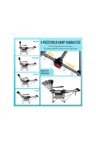 Wejoy Aerocomfort Lounge 4 Pozisyonlu Yatabilen Kamp Sandalyesi Black/grey Siyah - Gri