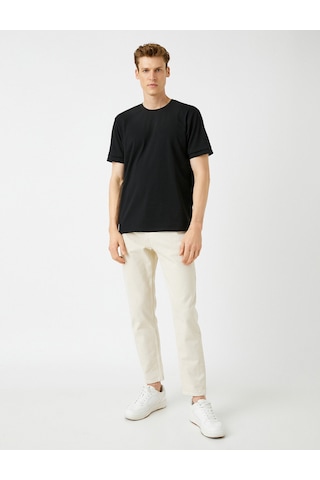 Koton Regular Fit Bisiklet Yaka Basic Tişört Siyah 3wam10043hk