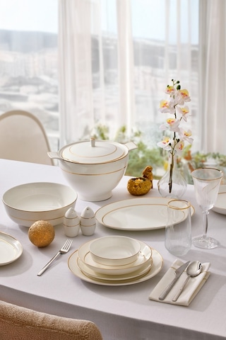 Aryıldız Glamour 60 Parça Porselen Yemek Takımı Ar259788 Beyaz - Altın