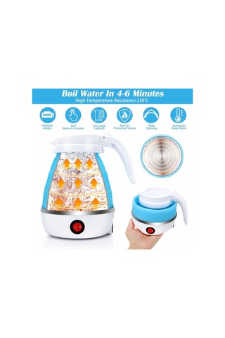 Su Isıtıcısı, Katlanabilir Su Isıtıcısı, Kamp Ocağı Su Isıtıcısı Katlanabilir Silikon Seyahat Su Isıtıcısı 0,6 L - Mavi Çok Renkli