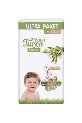 Baby Turco Doğadan Bebek Bezi 6 Numara Ultra Fırsat Paket 64 Adet