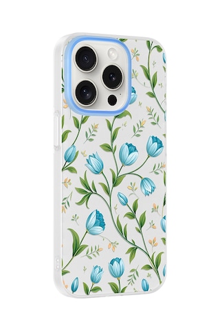 Apple iPhone Uyumlu 14 Pro Max Kılıf Kamera Korumalı Desenli Zore Klip Kapak - Mavi Lale -
