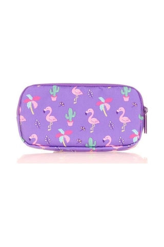 Kaukko Kids 3 Bölmeli Kalem Çantası Paterned Flamingo Lila L8148