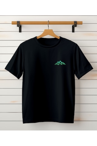Dağ Özel Tasarım Baskılı Unisex T-shirt - Cep Detaylı Tişört Siyah Dağ Özel Tasarım Baskılı Unisex T-shirt - Cep Detaylı Tişört Siyah