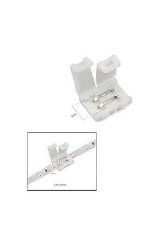 Tek Renk 8 Mm Şerit Led Birleştirme Aparatı Lehimsiz 2 Pin 10 Adet