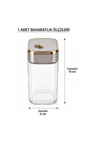 Lexroo 2 Li Standlı Cam Baharatlık Seti Paslanmaz Çelik Kapaklı Şık Baharatlık Şeffaf Cam