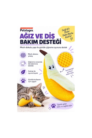 Dental Banana Kediler İçin Catnip'li Çiğneme Oyuncağı - Ağız Ve Diş Bakım Desteği