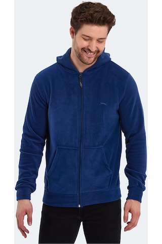 Slazenger SAMSON IN Erkek Fermuarlı Kapüşonlu Cepli Indigo Polar