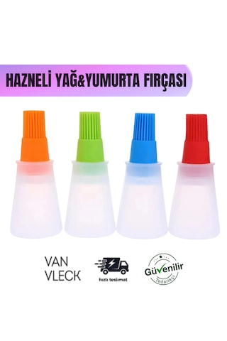 Hazneli Silikon Yumurta Ve Yağ Fırçası Dayanıklı, Sızdırmaz, Pratik Mutfak Fırçası