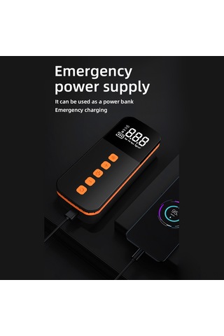 Wezone Siyah Akıllı Araç Lastik Hava Pompa - 5 Modlu Otomatik Durdurma, Büyük Sayıcı, Led Işık Ve Powerbank Özellikli Taşınabilir Elektrikli Pompa