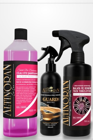 Altınoran Komple Araç Bakım Seti: Demir Tozu Sökücü + Cilalı Şampuan + Guard Hızlı Cila - Derinlemesine Temizlik Ve Seramik Koruma