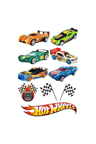 Yenilebilir Şekerli Kağıt Baskısı Cupcake Ve Pasta Resim Baskı Hot Wheels Temalı 13