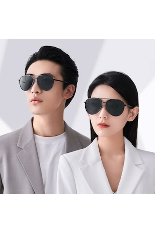 Xiaomi Mijia Luke Polarize Aviator Güneş Gözlüğü Uv400 Alüminyum-magnezyum Çerçeve Unisex 7 Katlı Özel Tac Lens Hafif 23gram Siyah