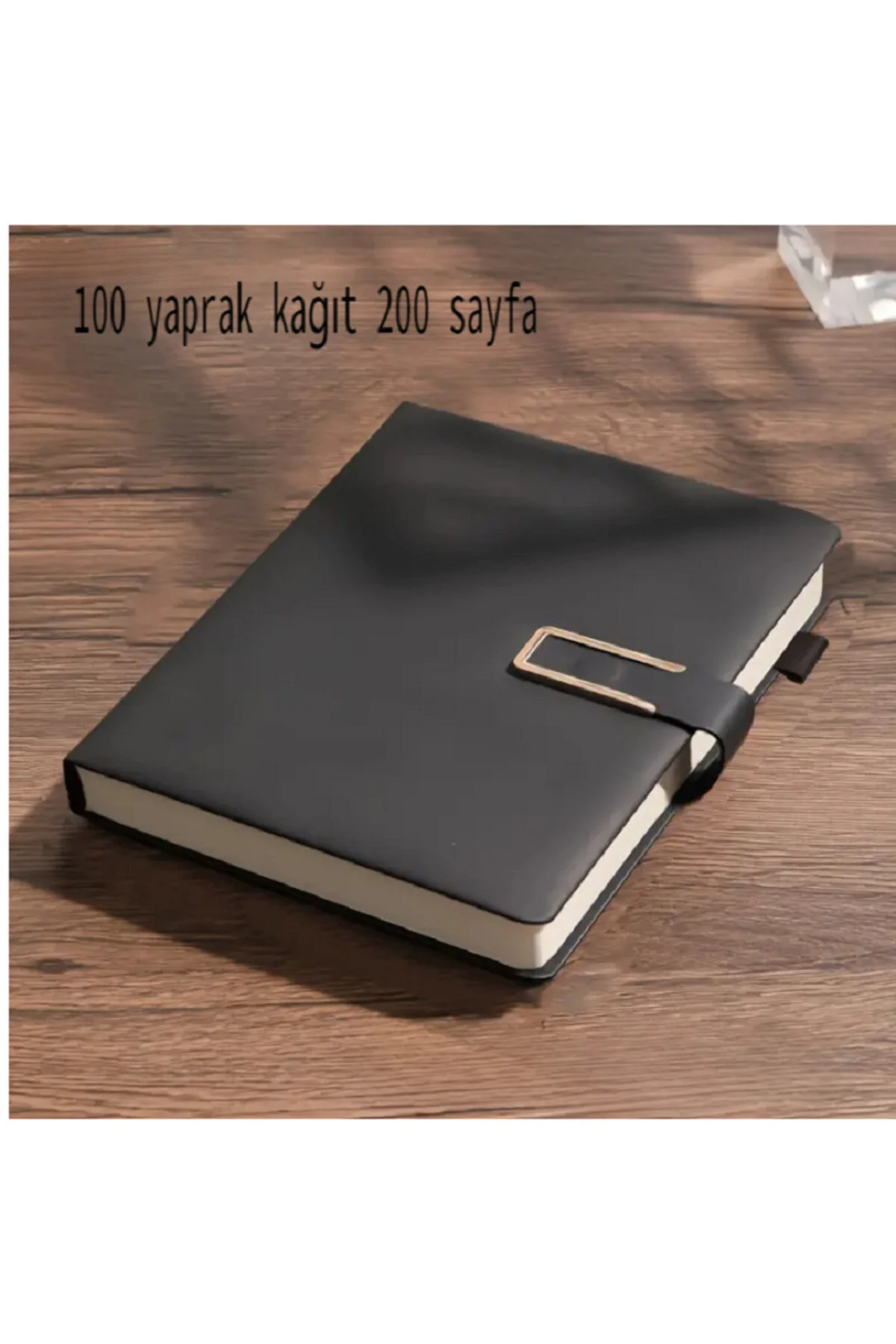 A5 Defter - Manyetik Kapanışlı, Kırmızı Çizgi, Tarihli Sayfalarla İngilizce Siyah Deri Kapak Siyah