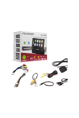 Soundway Sw-10600 Android İndash Teyp 7 İnç 2+64gb Android 14 Bt Usb Sd Hd Fm Mirrorlink Carplay