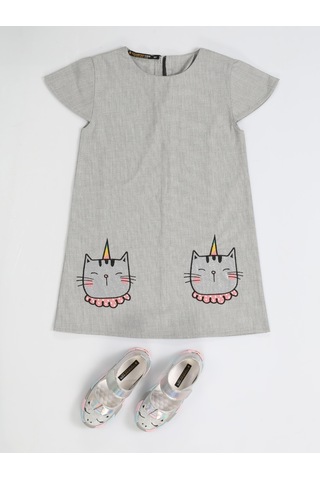 Unicat Dokuma Kız Elbise-gri Gri