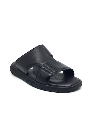 Taşpınar %100 Hakiki Deri İçi Dışı Ortopedik Erkek Yazlık Rahat Dikişsiz Terlik 40-45 Siyah