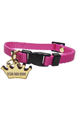 İsimli Kedi Tasması , Kedi İsimlik , İsme Özel Tasma , Fuşya Renk