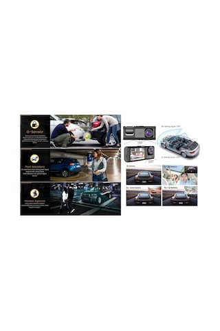 Buğz Akıllı Full Hd 3 Kameralı Araç İçi Güvenlik Kamerası Ön-arka-iç Kayıt, Park Modu