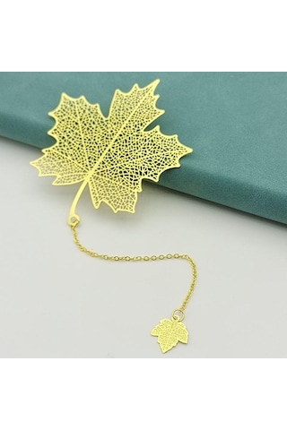 4 Adet Zincirli Metal Kitap Ayracı, Altın Renk, 115mm 23mm