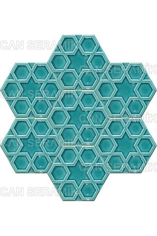 Can Seramik - 15x17 Cm. Kabartmalı Selçuklu Yıldızı Çini Karo N11.437