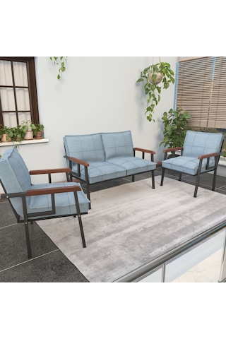 Mygusi Modern'' Metal Kanepe Koltuk Takımı - 2 1 1 Turkuaz