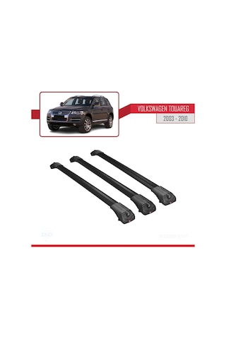 Volkswagen Touareg 2003-2010 Arası İle Uyumlu Ace-1 Ara Atkı Tavan Barı Siyah 3 Adet Bar
