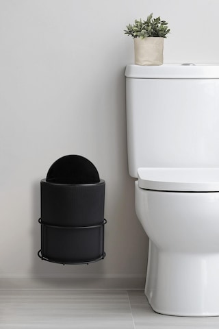 Okyanus Home MS-860S-433 Eko Magic Askılı Yuvarlak Mina Çöp Kovası Siyah