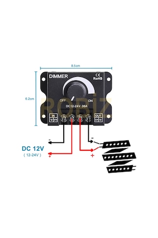 DC 12V – 24V 30A Led Sürücü Dimmer  360W 720W Led Sürücü Voltaj A