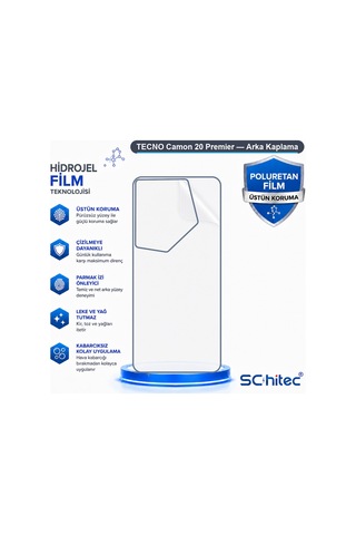 Tecno Camon 20 Premier Uyumlu Arka Yüzey Hidrojel Koruyucu Film 11397609