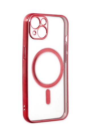 Cosmotex Newface Apple, Uyumlu iPhone 14 Plus Kılıf Magneticsafe Lazer Silikon - Kırmızı